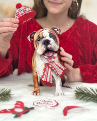 Holiday English Bulldog Pop-Up Card