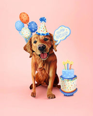 Birthday Golden Retriever Pop-Up Card