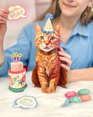 Birthday Orange Tabby Cat Pop-Up Card