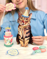Birthday Brown Tabby Cat Pop-Up Card