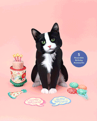 Birthday Tuxedo Cat Pop-Up Card