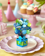Mini Blue Birthday Balloons Pop-Up Card