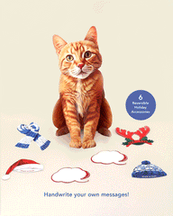 Holiday Orange Tabby Cat Pop-Up Card