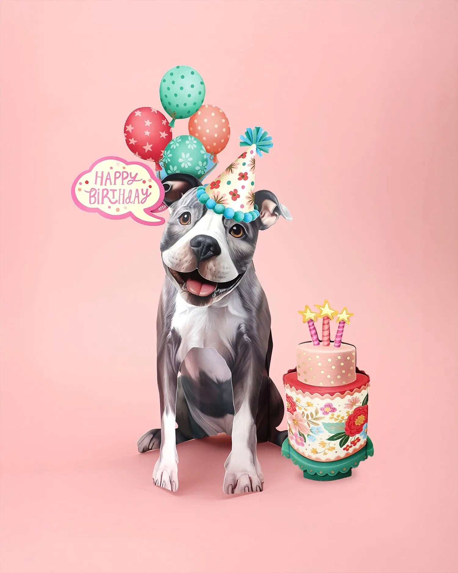 Birthday Pit Bull Pop-Up Card