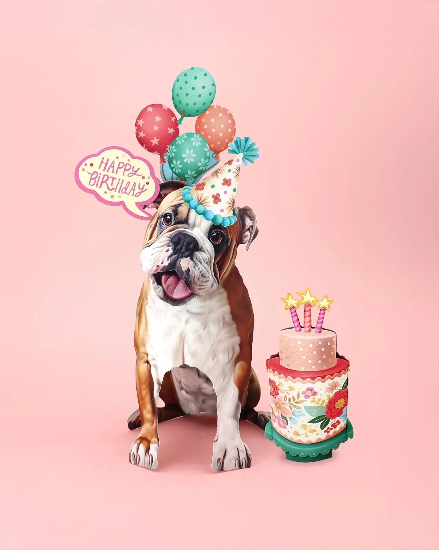 Birthday English Bulldog Pop-Up Card