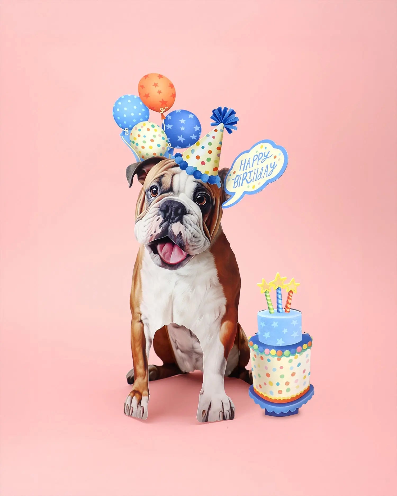 Birthday English Bulldog Pop-Up Card