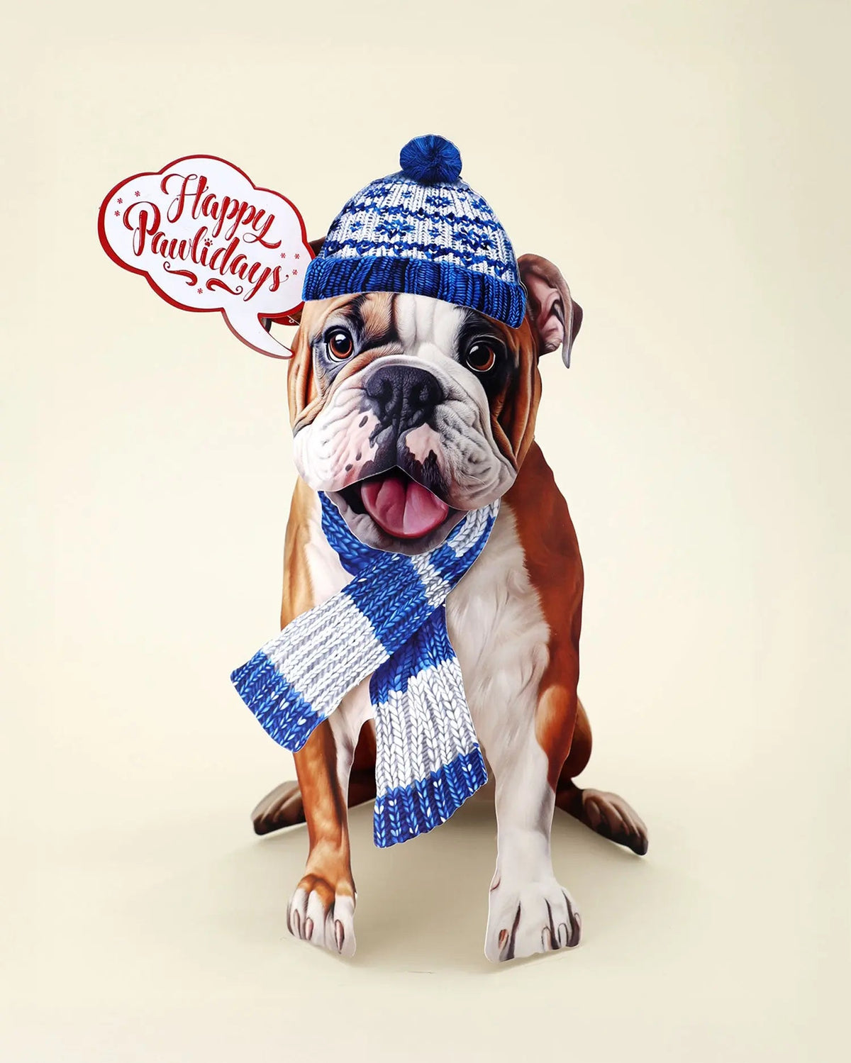 Holiday English Bulldog Pop-Up Card