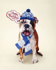 Holiday English Bulldog Pop-Up Card