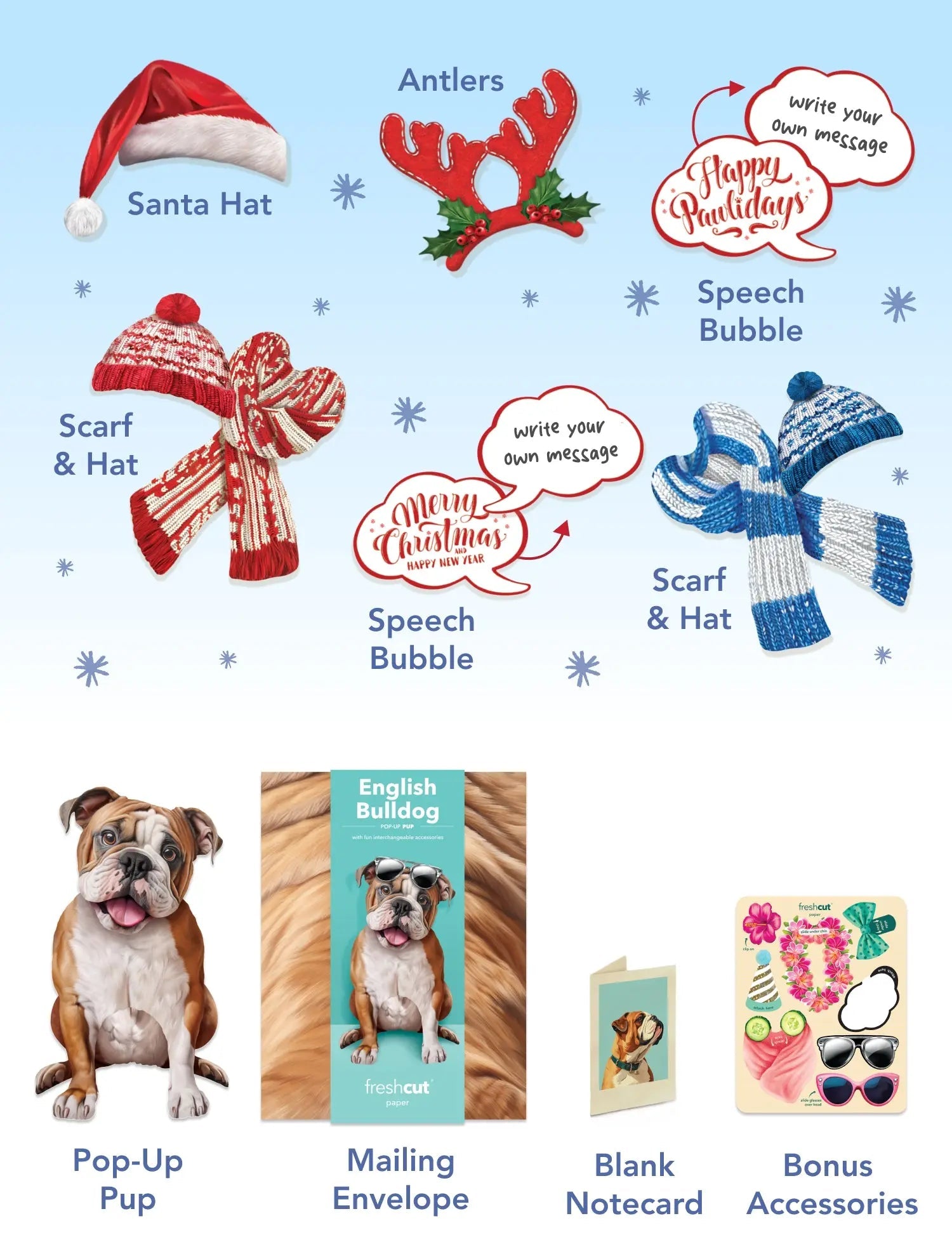 Holiday English Bulldog Pop-Up Card