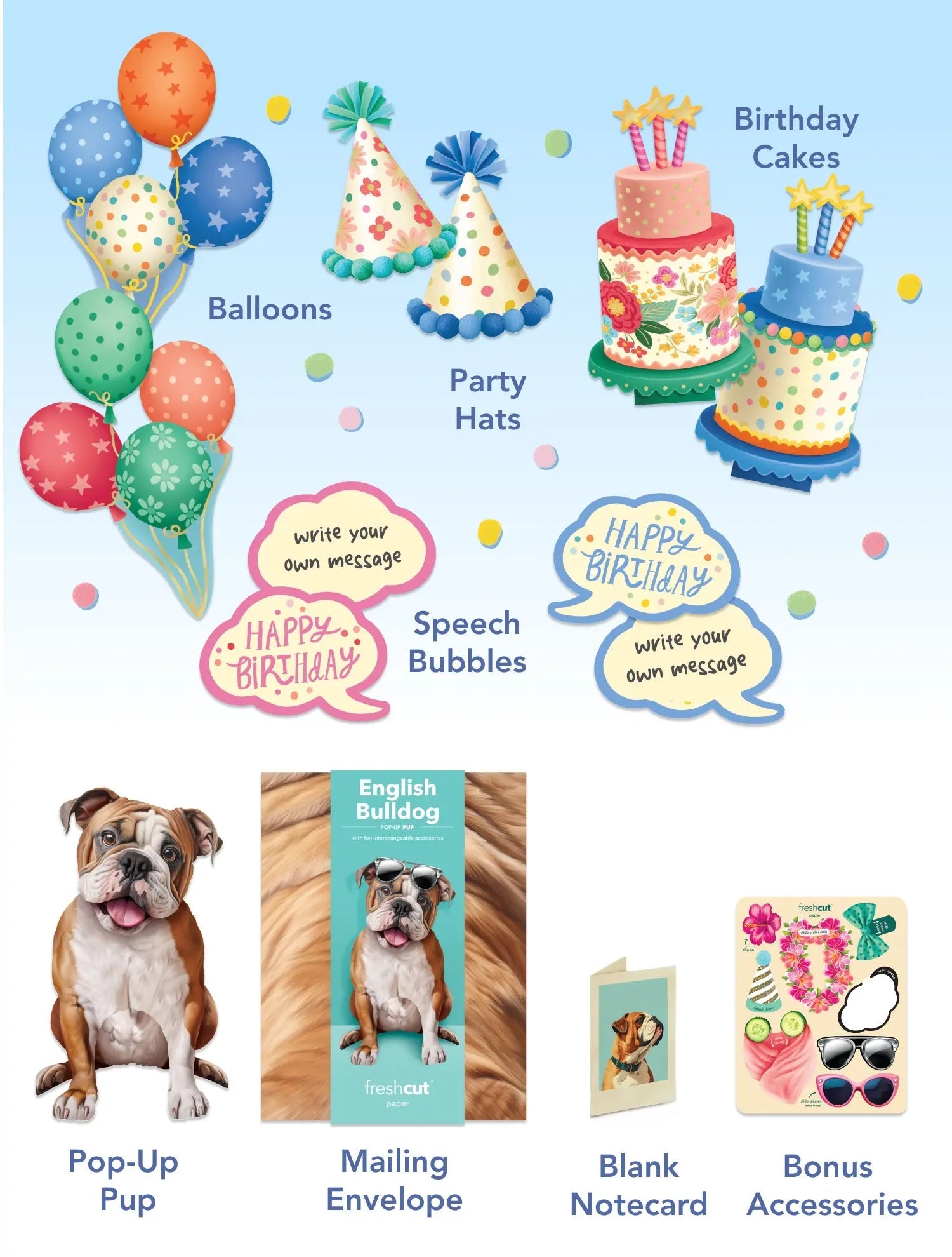 Birthday English Bulldog Pop-Up Card
