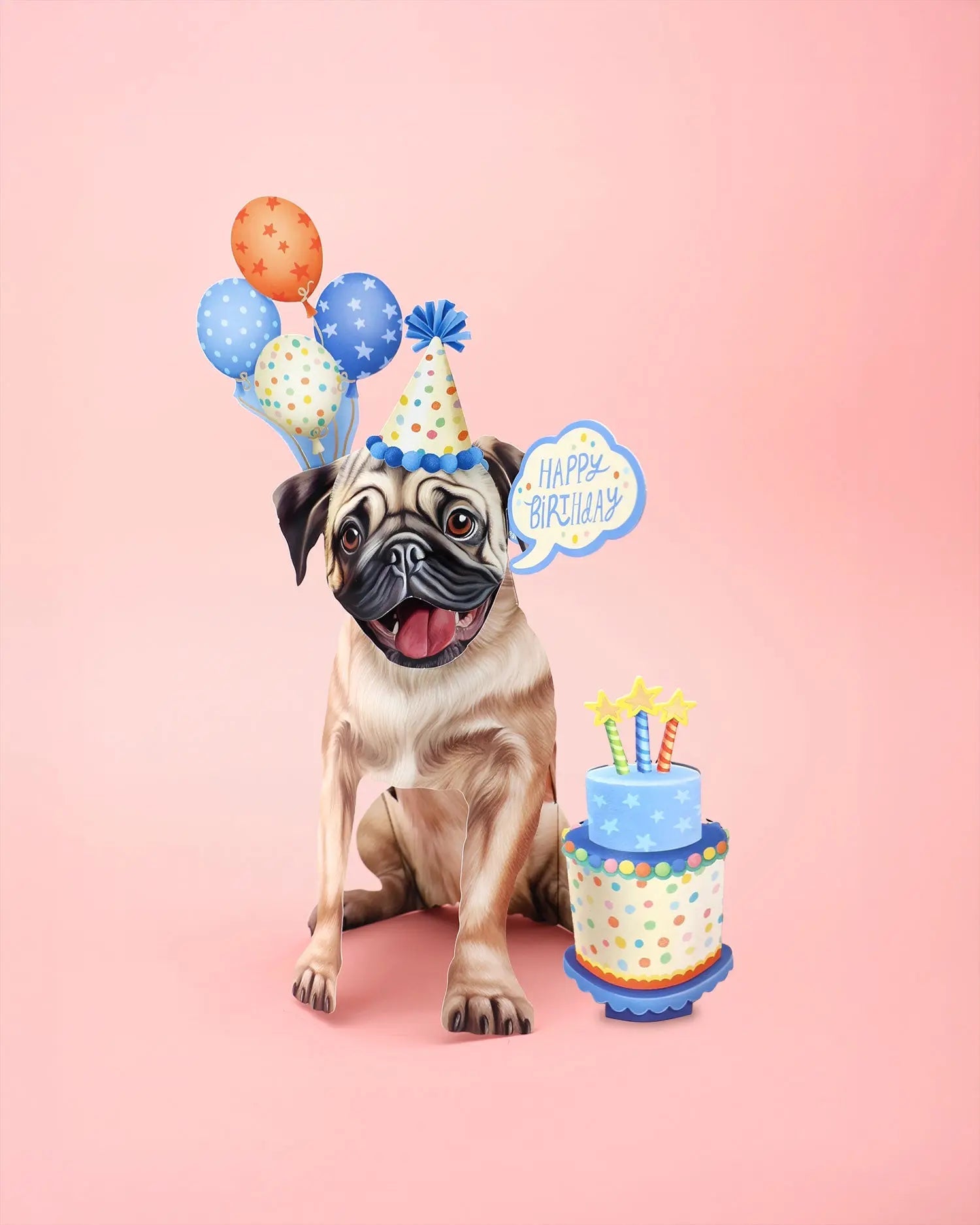Birthday Pug Pop-Up Card