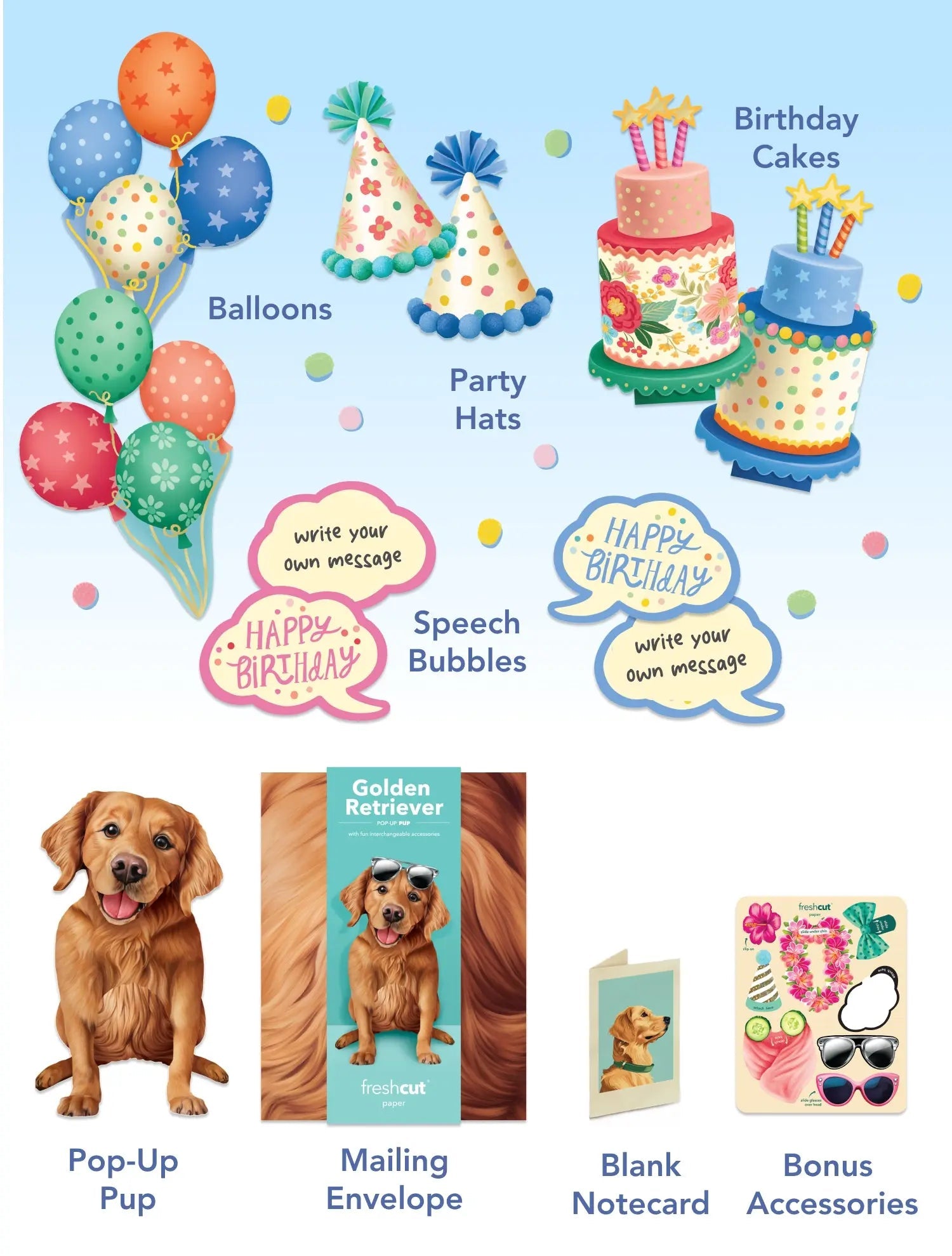 Birthday Golden Retriever Pop-Up Card