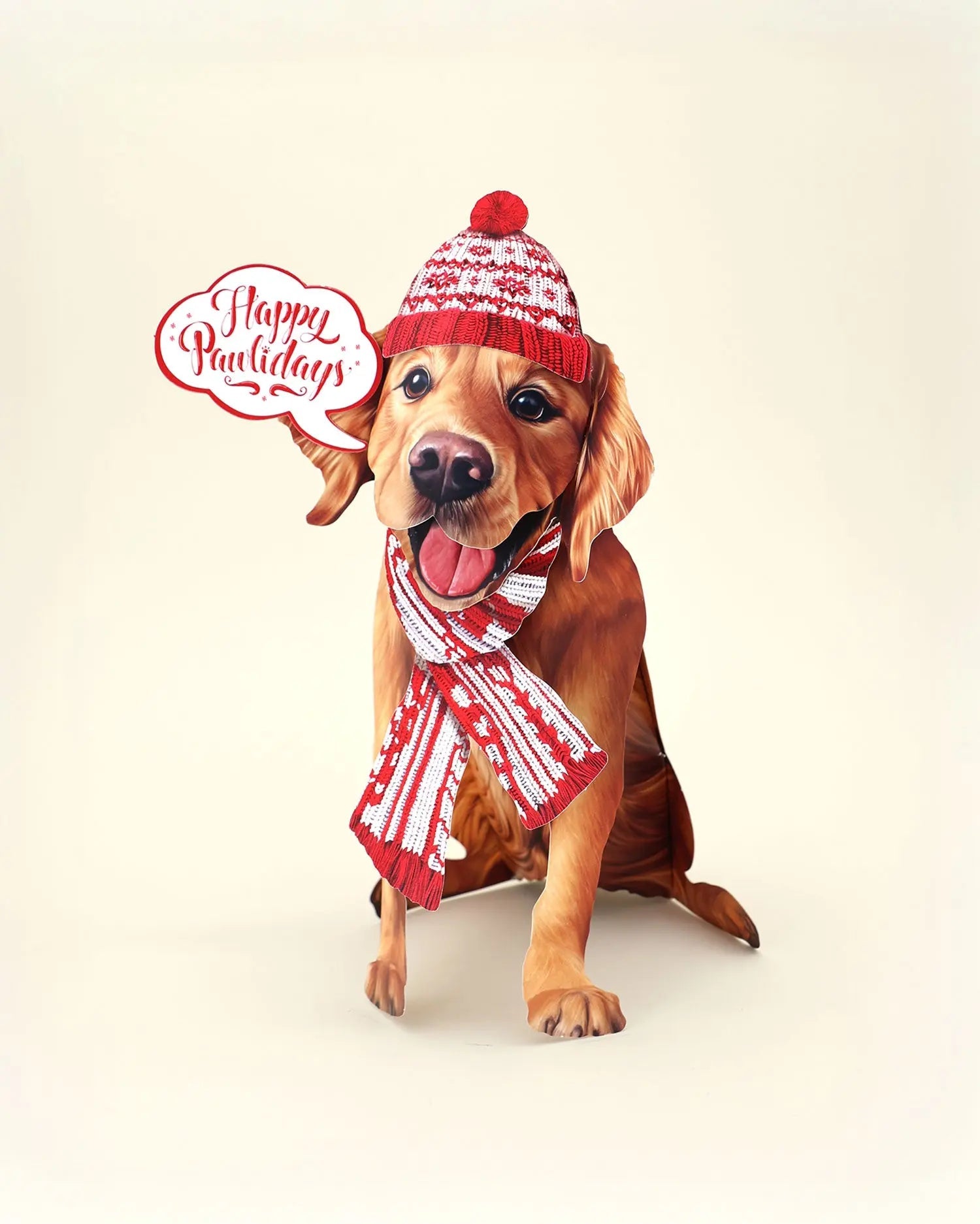 Holiday Golden Retriever Pop-Up Card
