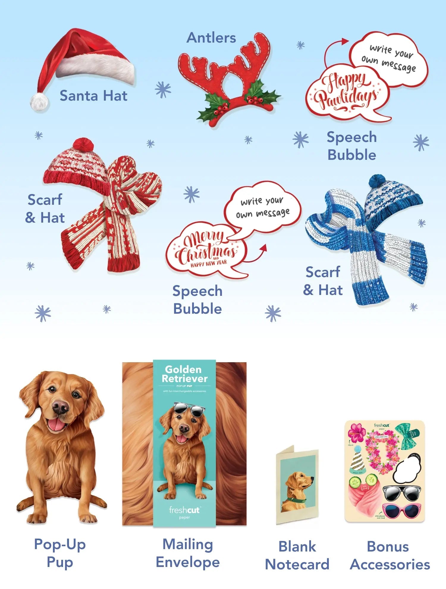 Holiday Golden Retriever Pop-Up Card
