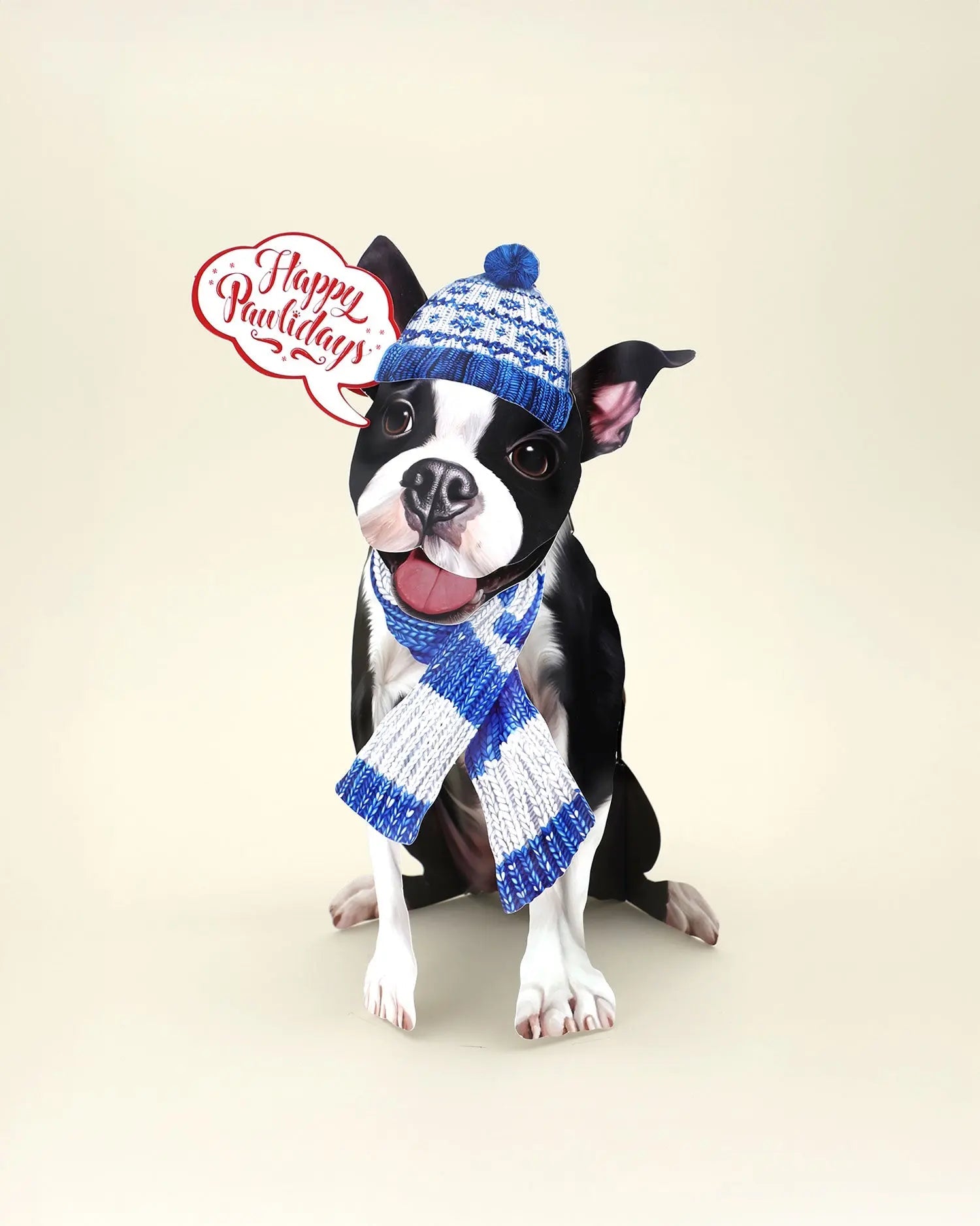 Holiday Boston Terrier Pop-Up Card