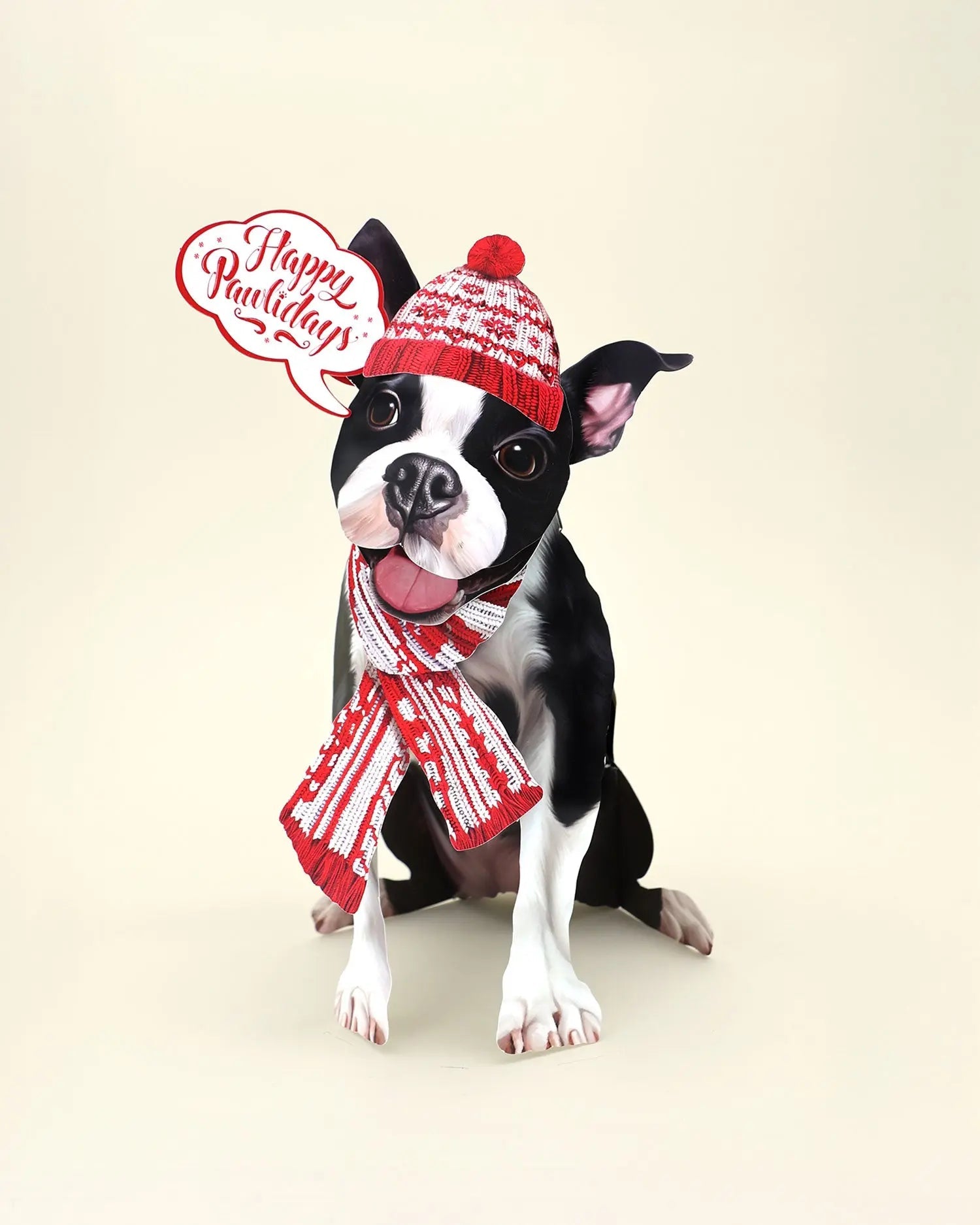 Holiday Boston Terrier Pop-Up Card