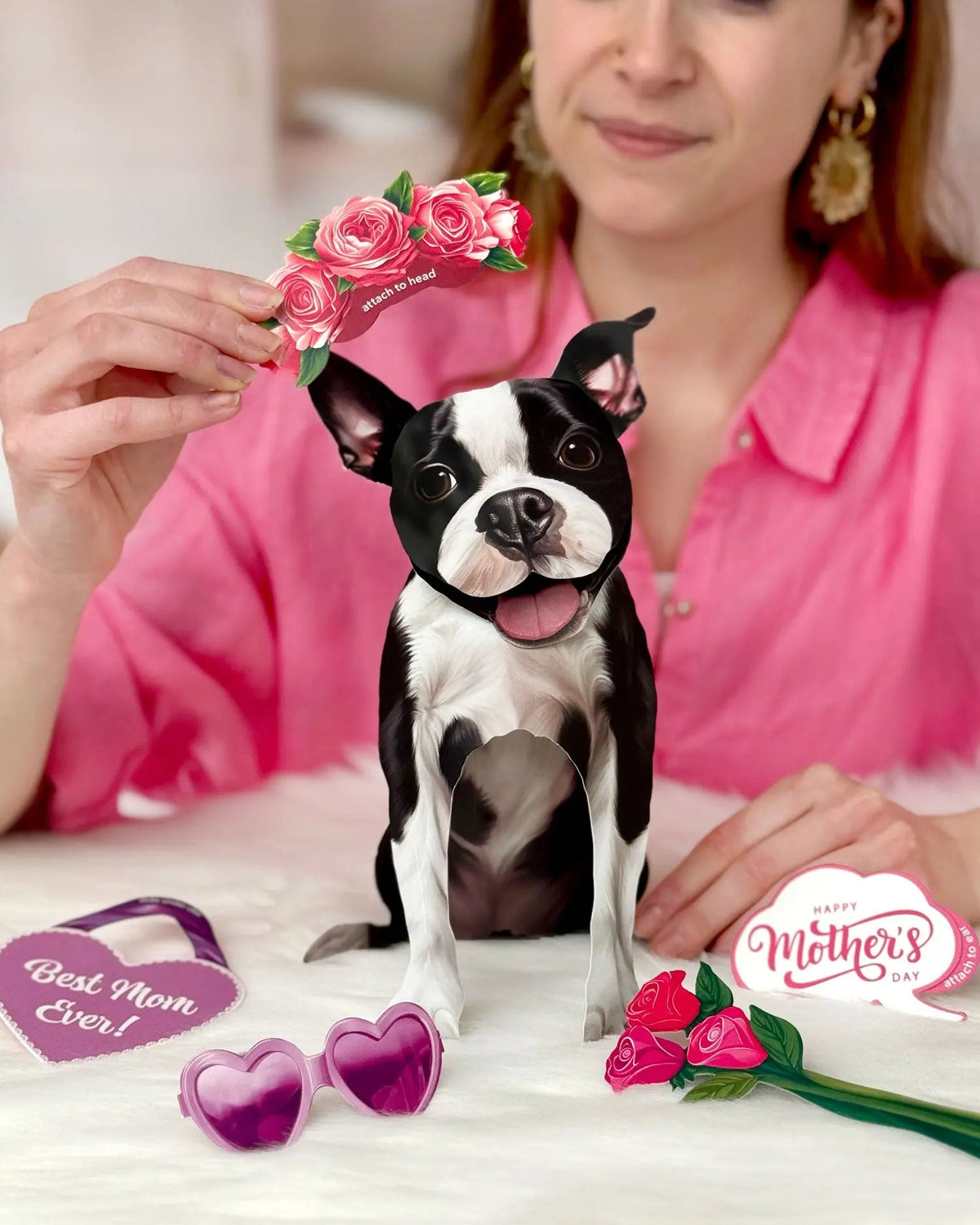 Mother's Day Boston Terrier Pop-Up Card