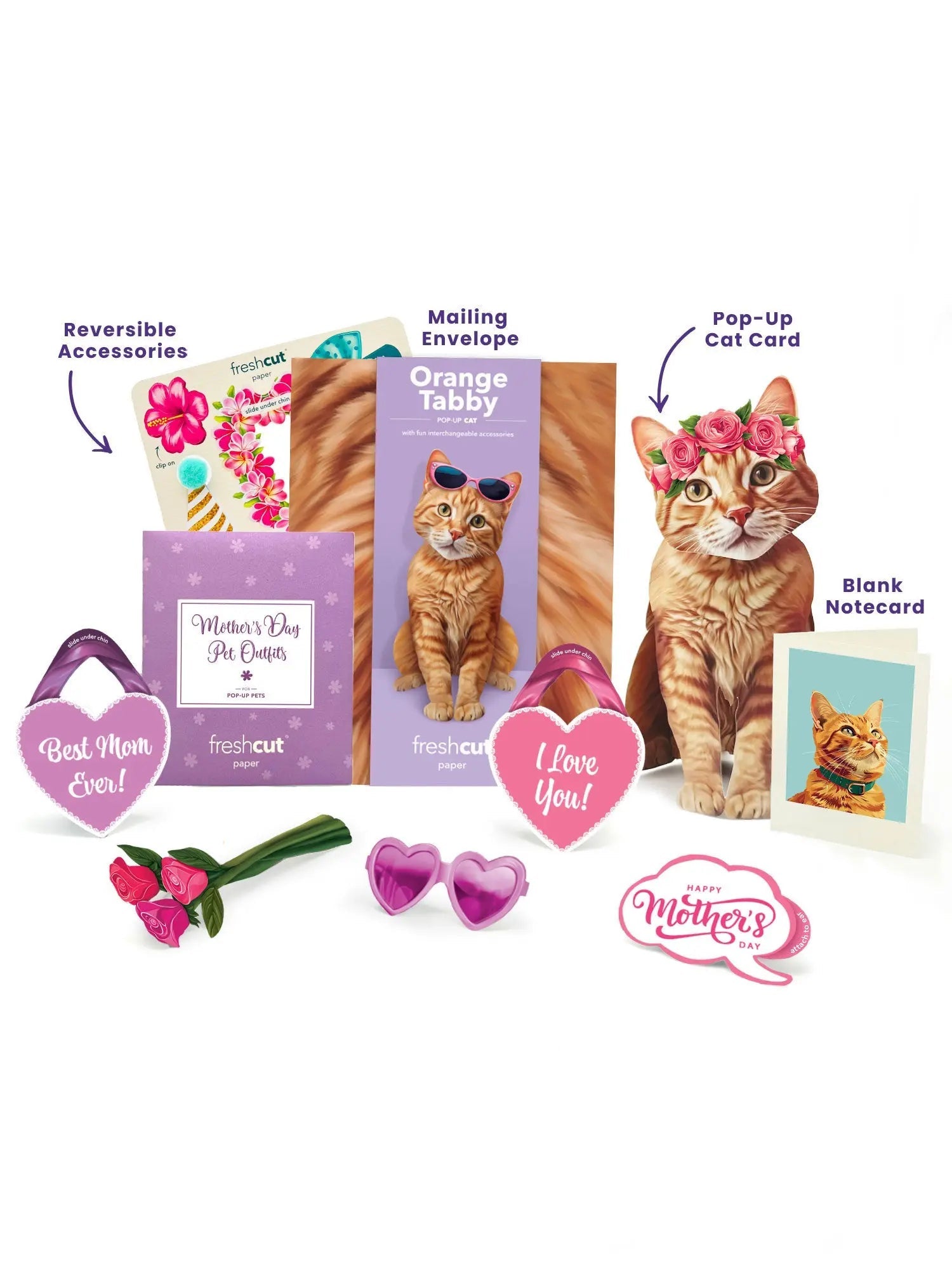 Mother's Day Orange Tabby Cat Pop-Up Card