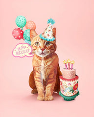 Birthday Orange Tabby Cat Pop-Up Card