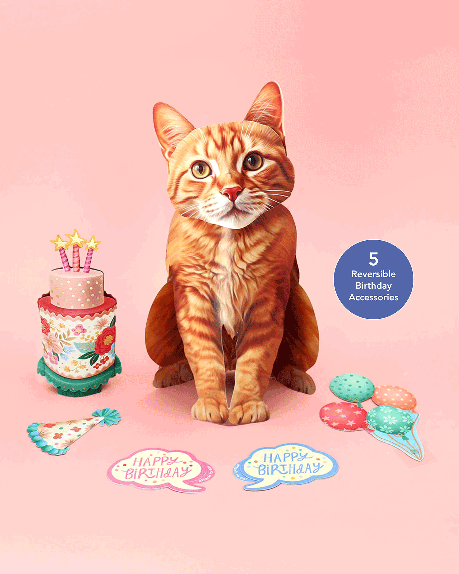 Birthday Orange Tabby Cat Pop-Up Card