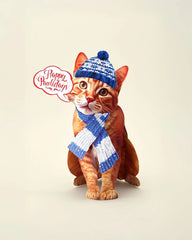 Holiday Orange Tabby Cat Pop-Up Card