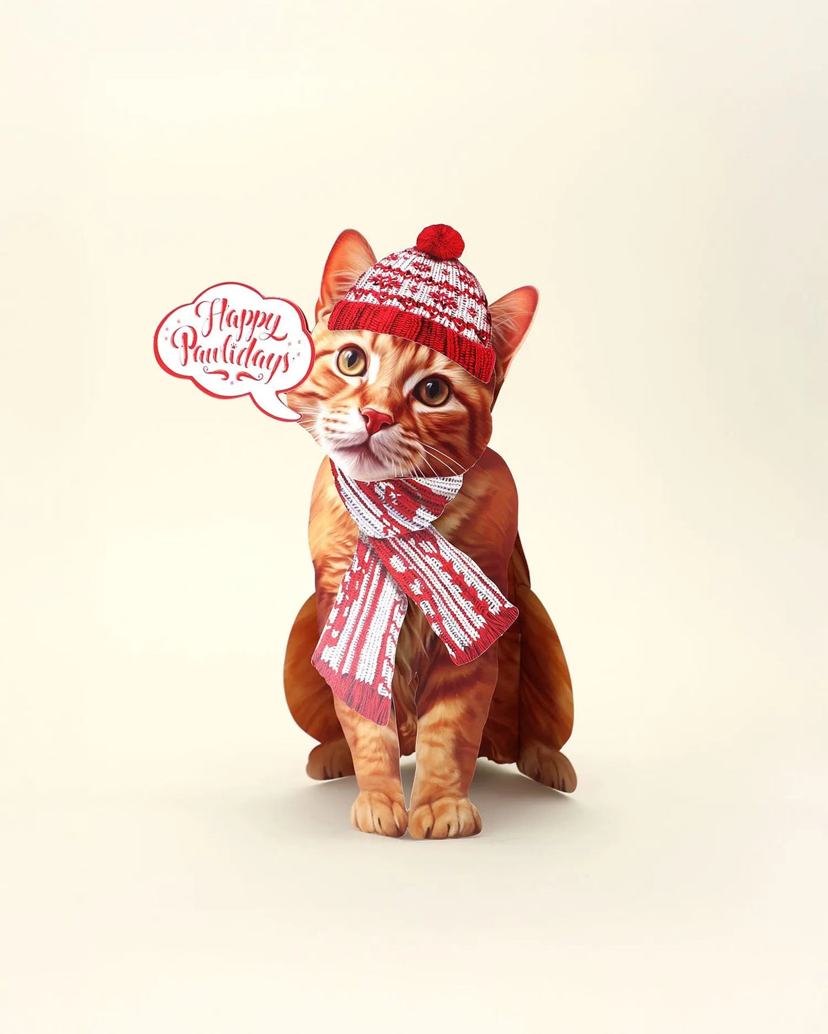 Holiday Orange Tabby Cat Pop-Up Card