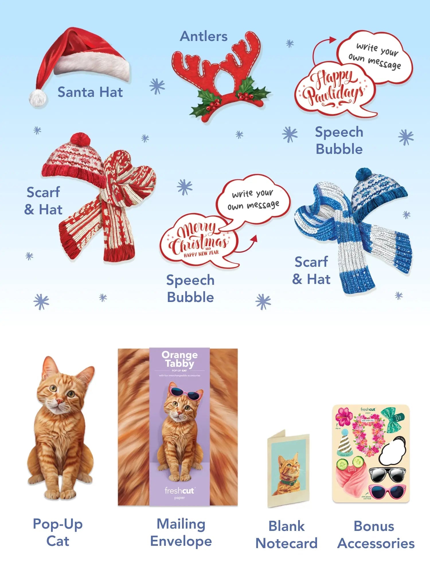 Holiday Orange Tabby Cat Pop-Up Card