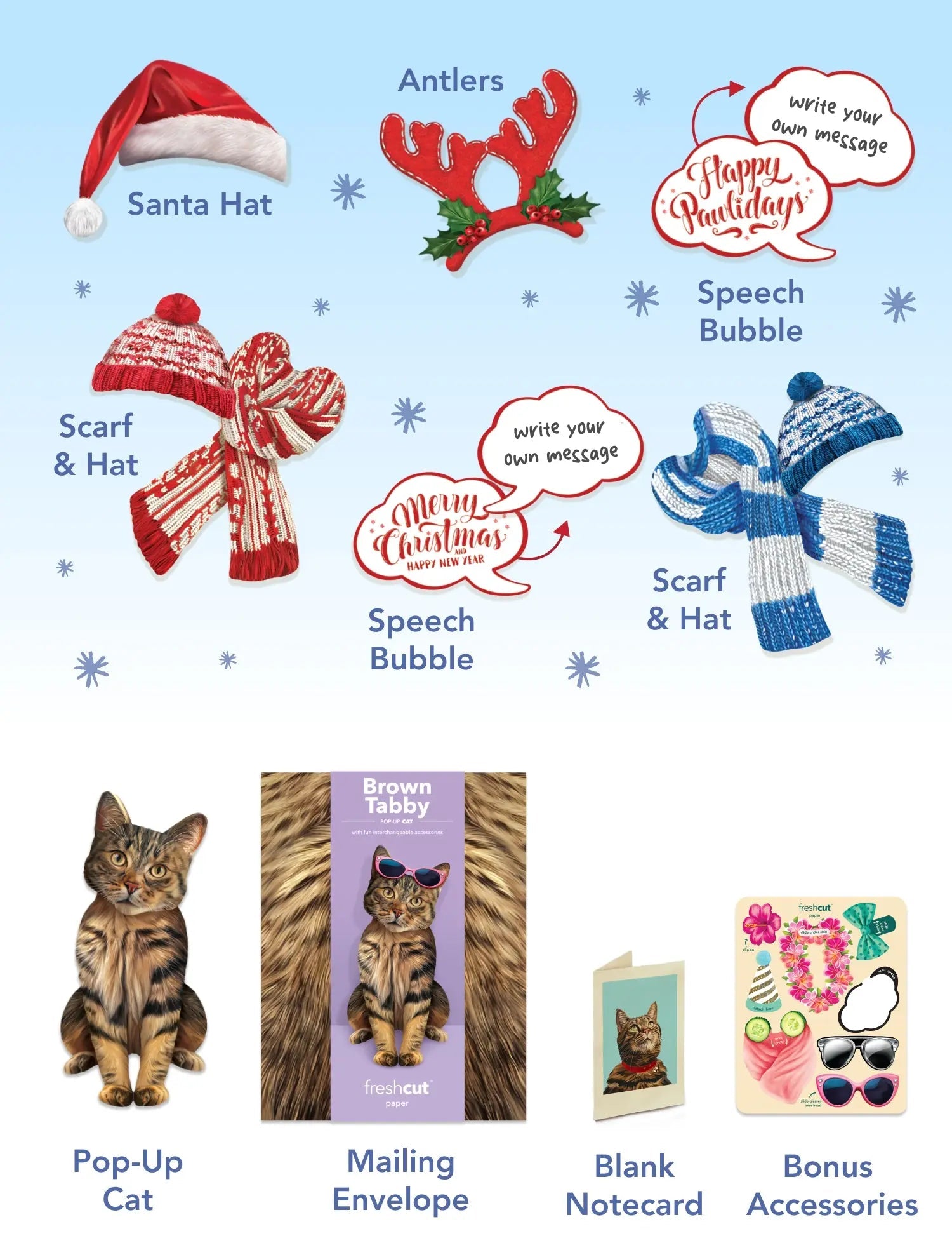 Holiday Brown Tabby Cat Pop-Up Card