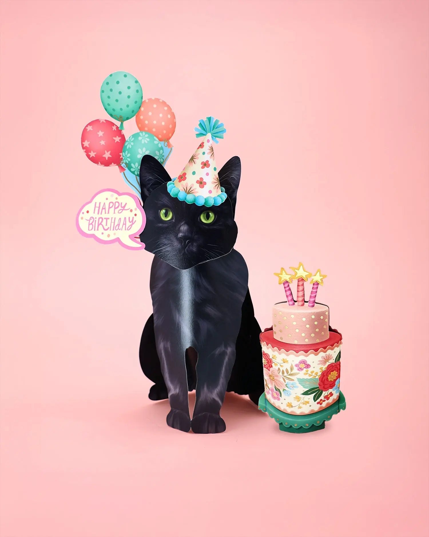 Birthday Black Cat Pop-Up Card