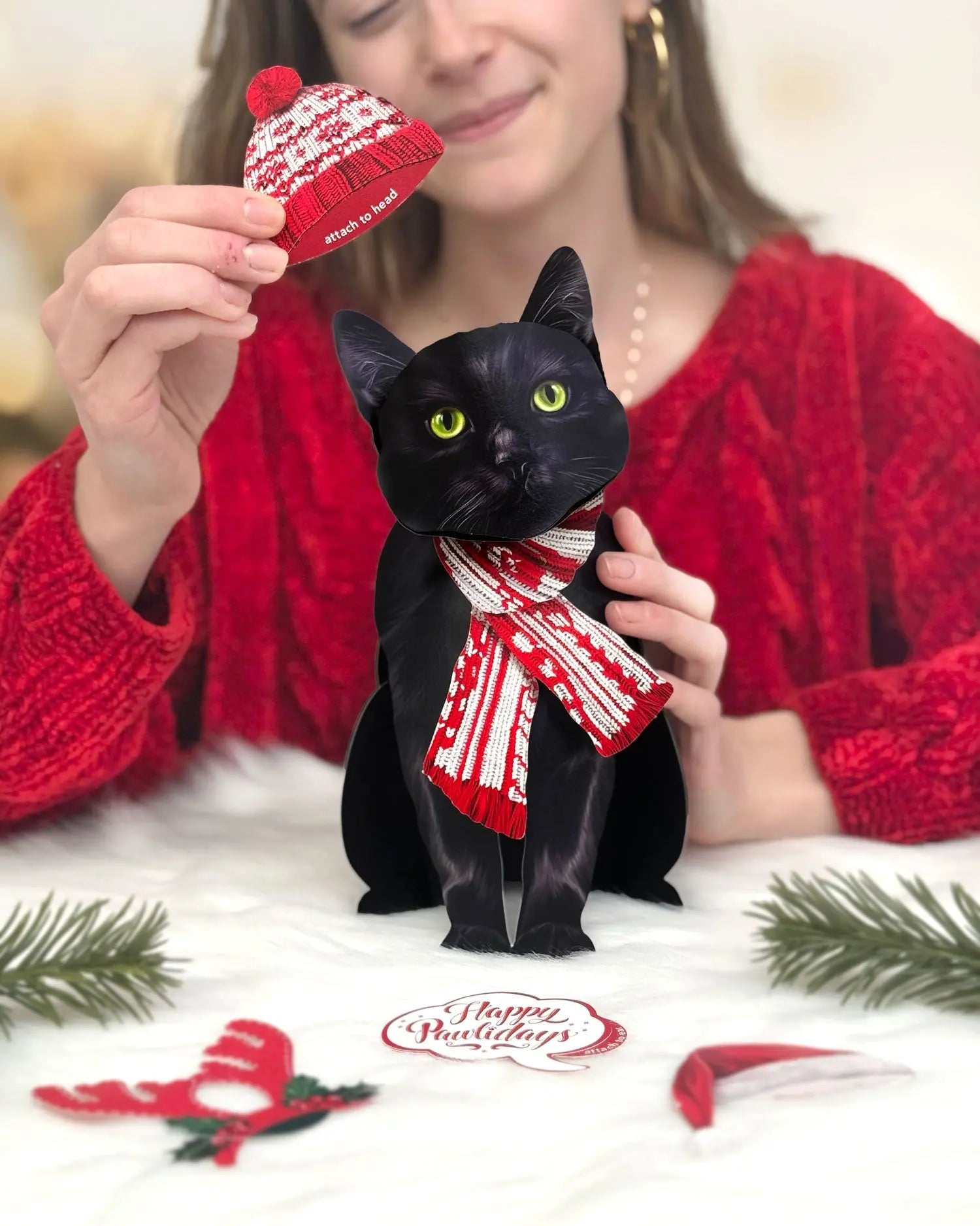 Holiday Black Cat Pop-Up Card