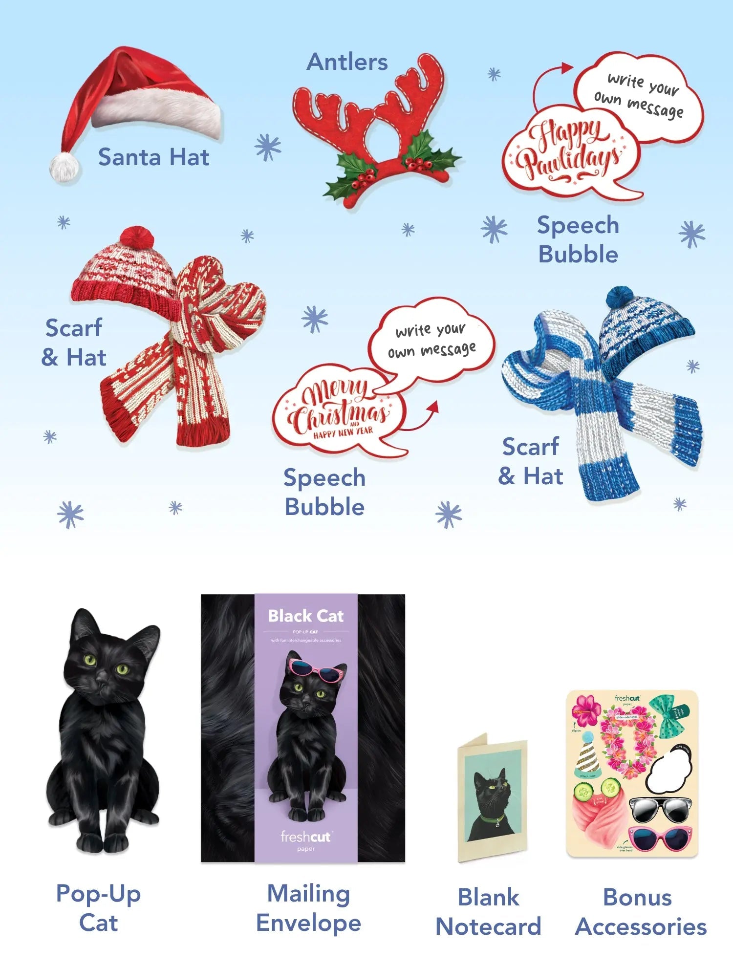 Holiday Black Cat Pop-Up Card