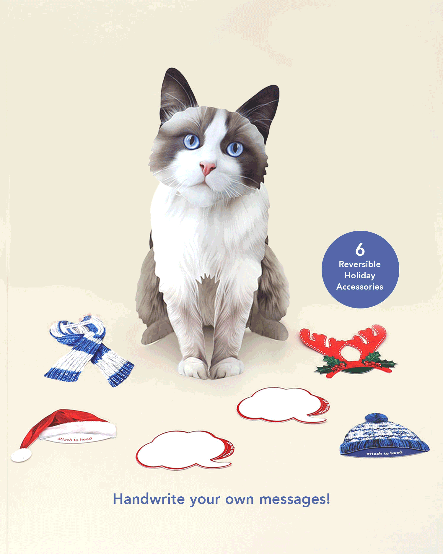 Holiday Ragdoll Cat Pop-Up Card