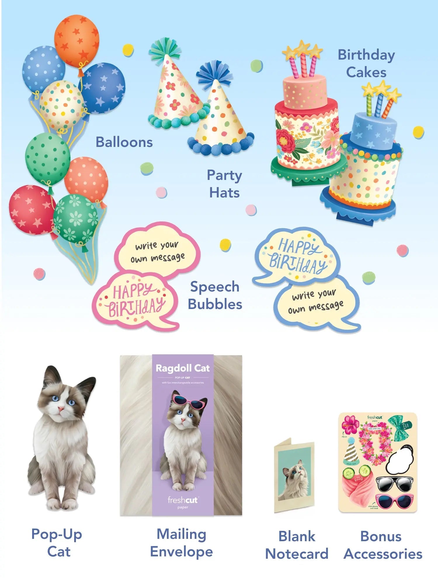 Birthday Ragdoll Cat Pop-Up Card