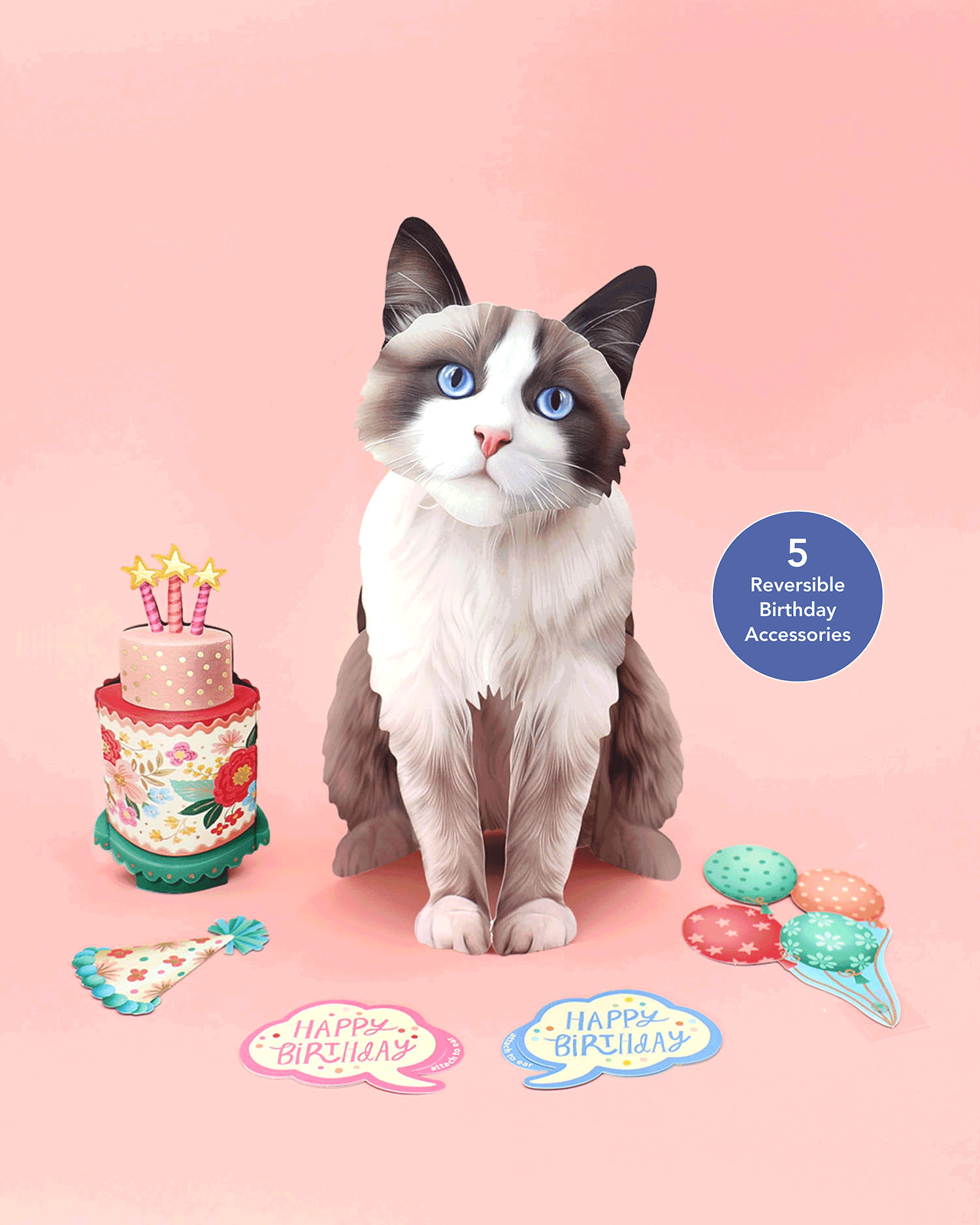 Birthday Ragdoll Cat Pop-Up Card