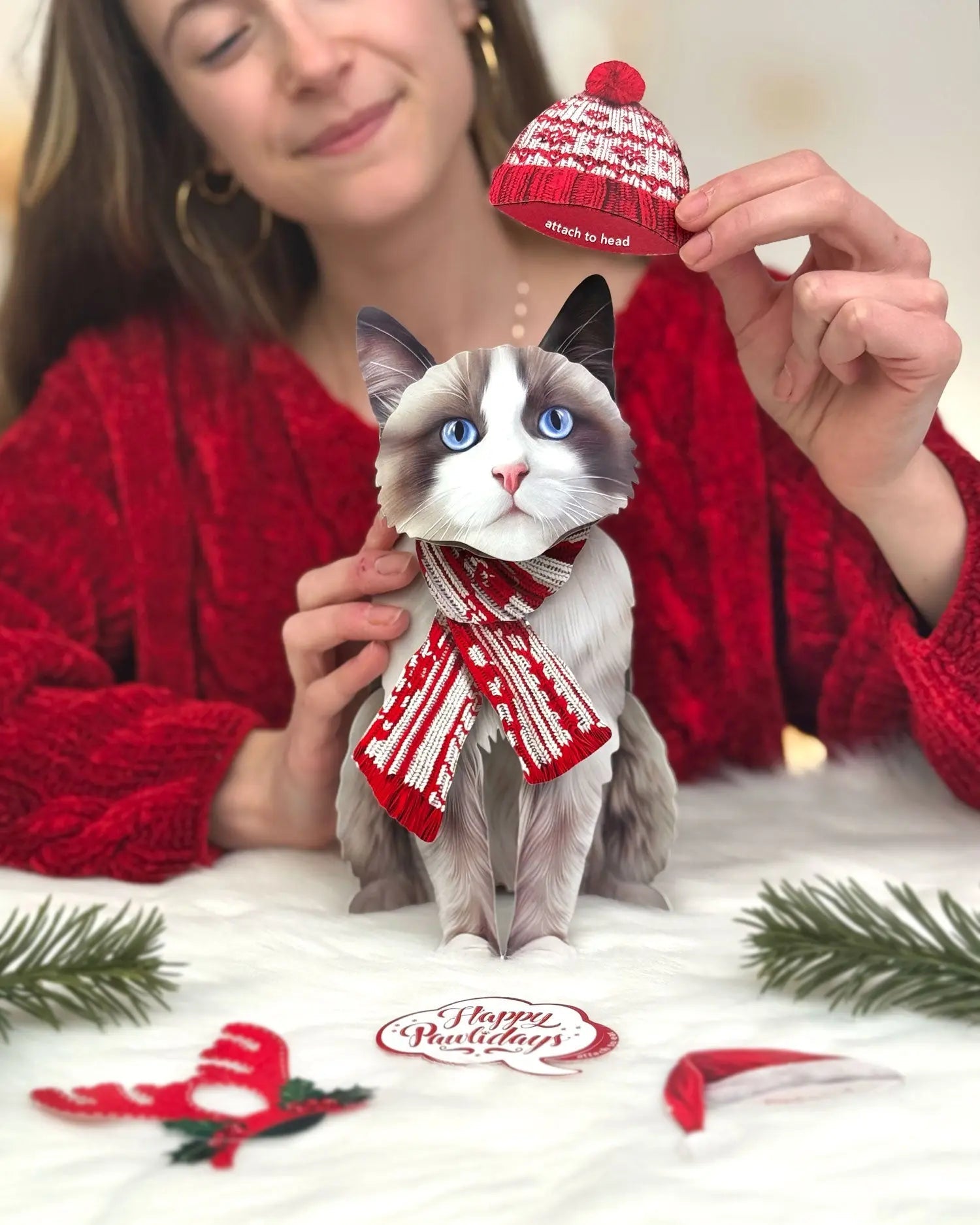 Holiday Ragdoll Cat Pop-Up Card