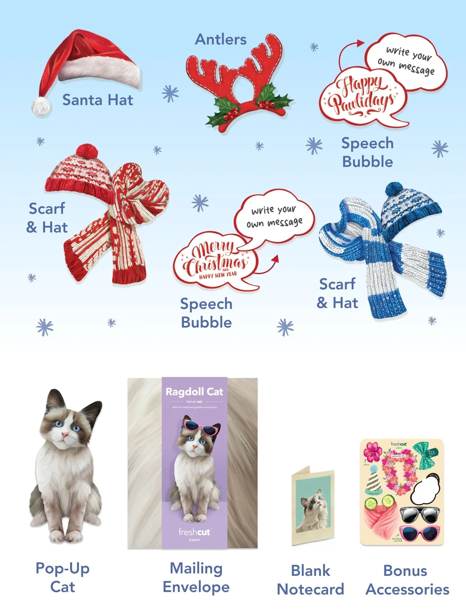 Holiday Ragdoll Cat Pop-Up Card