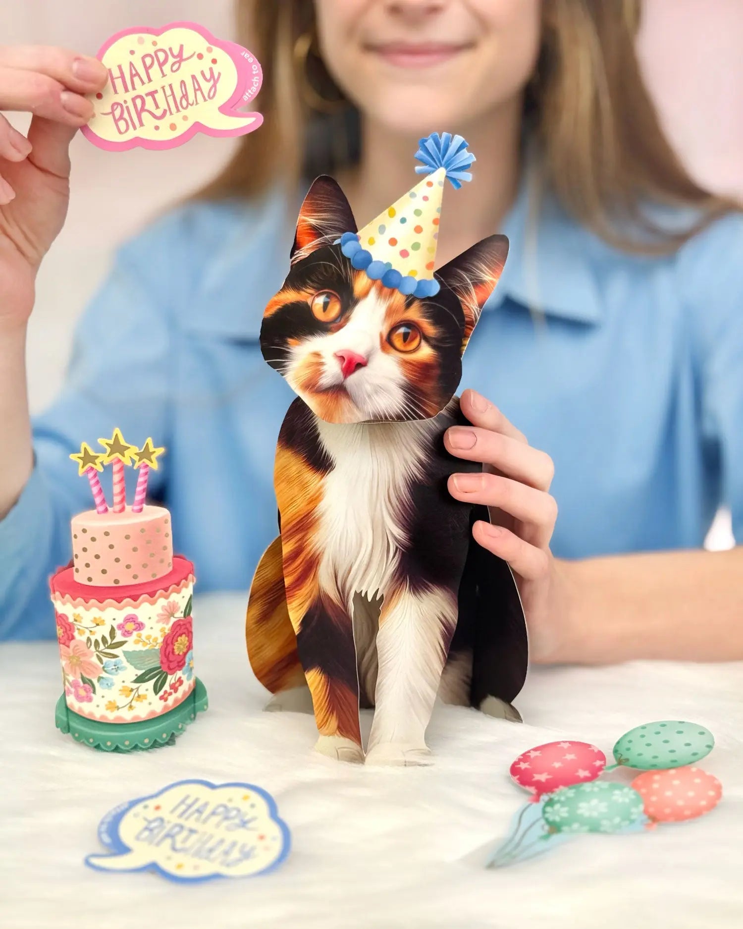 Birthday Calico Cat Pop-Up Card