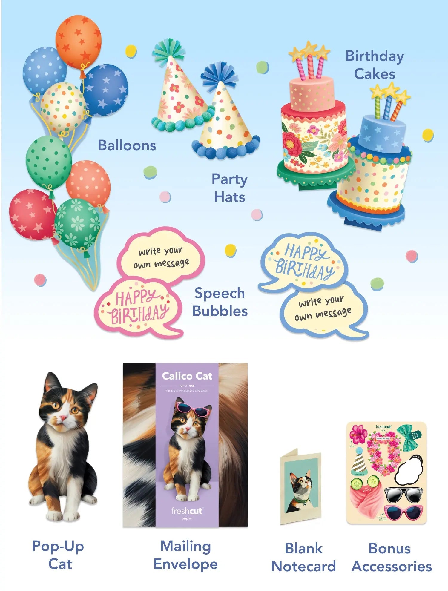 Birthday Calico Cat Pop-Up Card