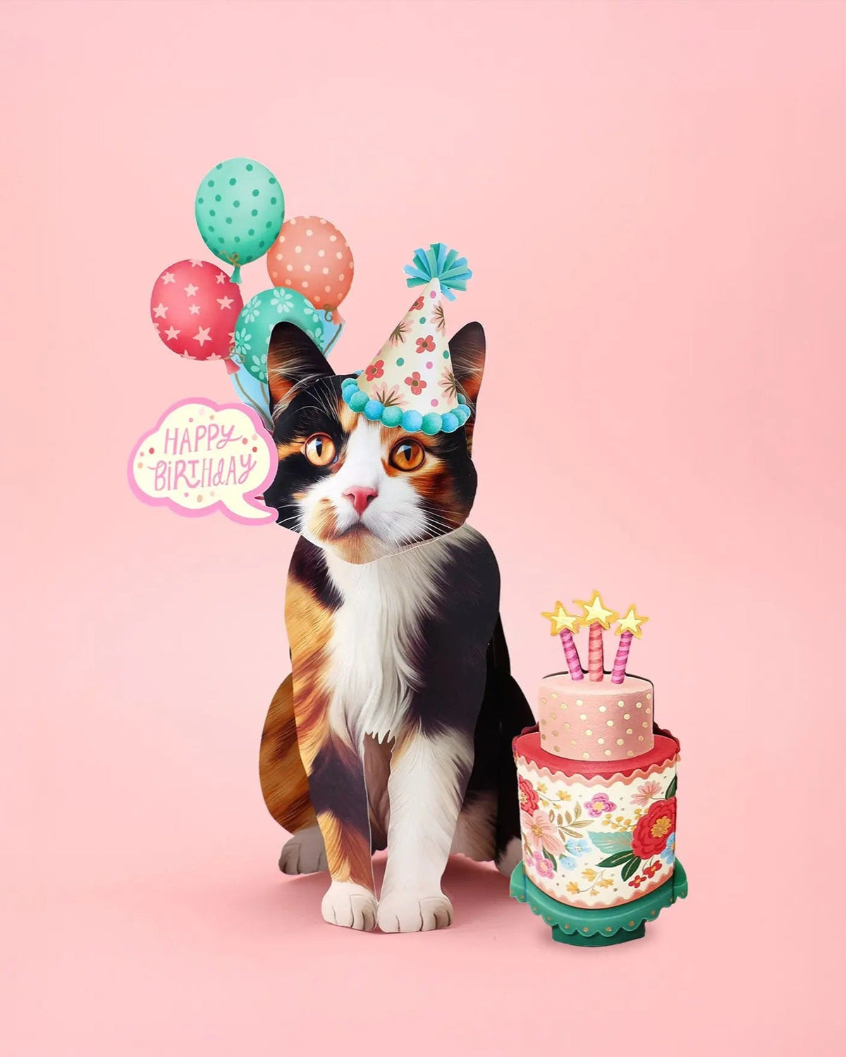 Birthday Calico Cat Pop-Up Card