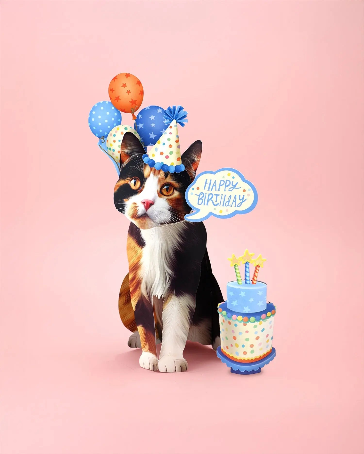 Birthday Calico Cat Pop-Up Card
