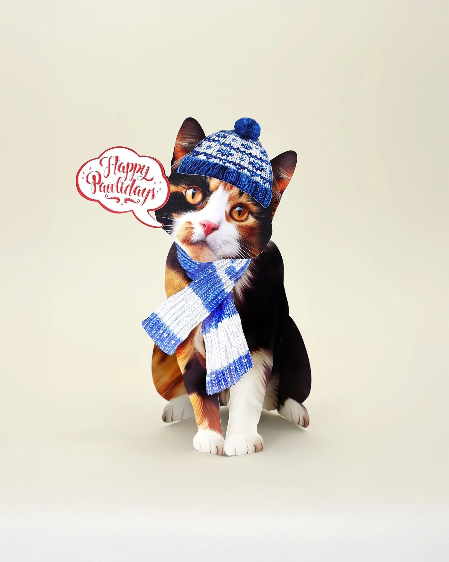 Holiday Calico Cat Pop-Up Card