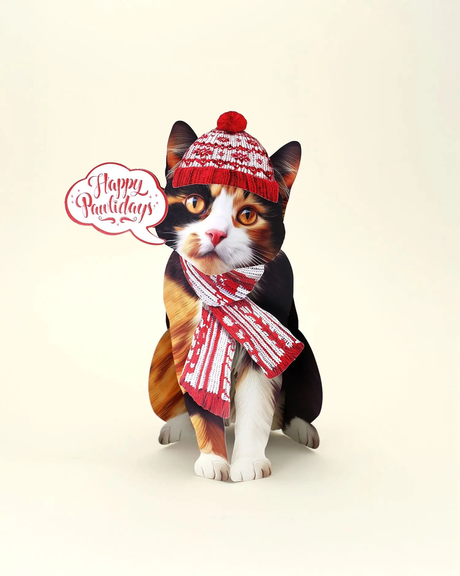 Holiday Calico Cat Pop-Up Card