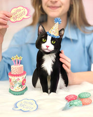 Birthday Tuxedo Cat Pop-Up Card