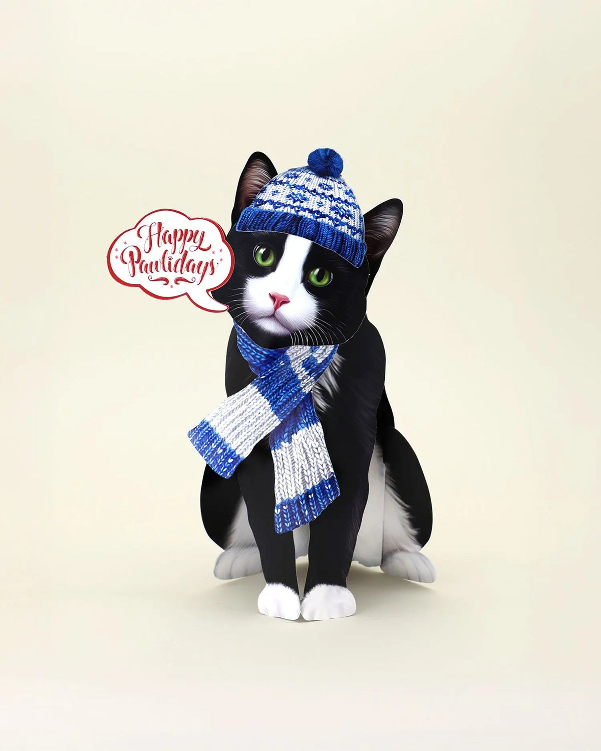 Holiday Tuxedo Cat Pop-Up Card