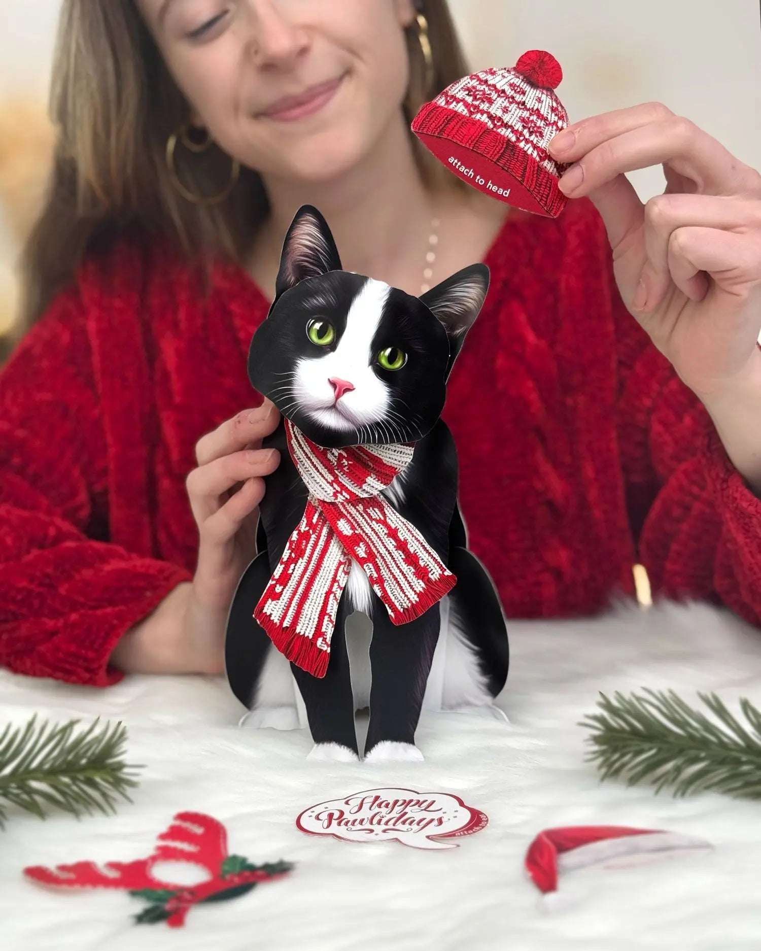 Holiday Tuxedo Cat Pop-Up Card