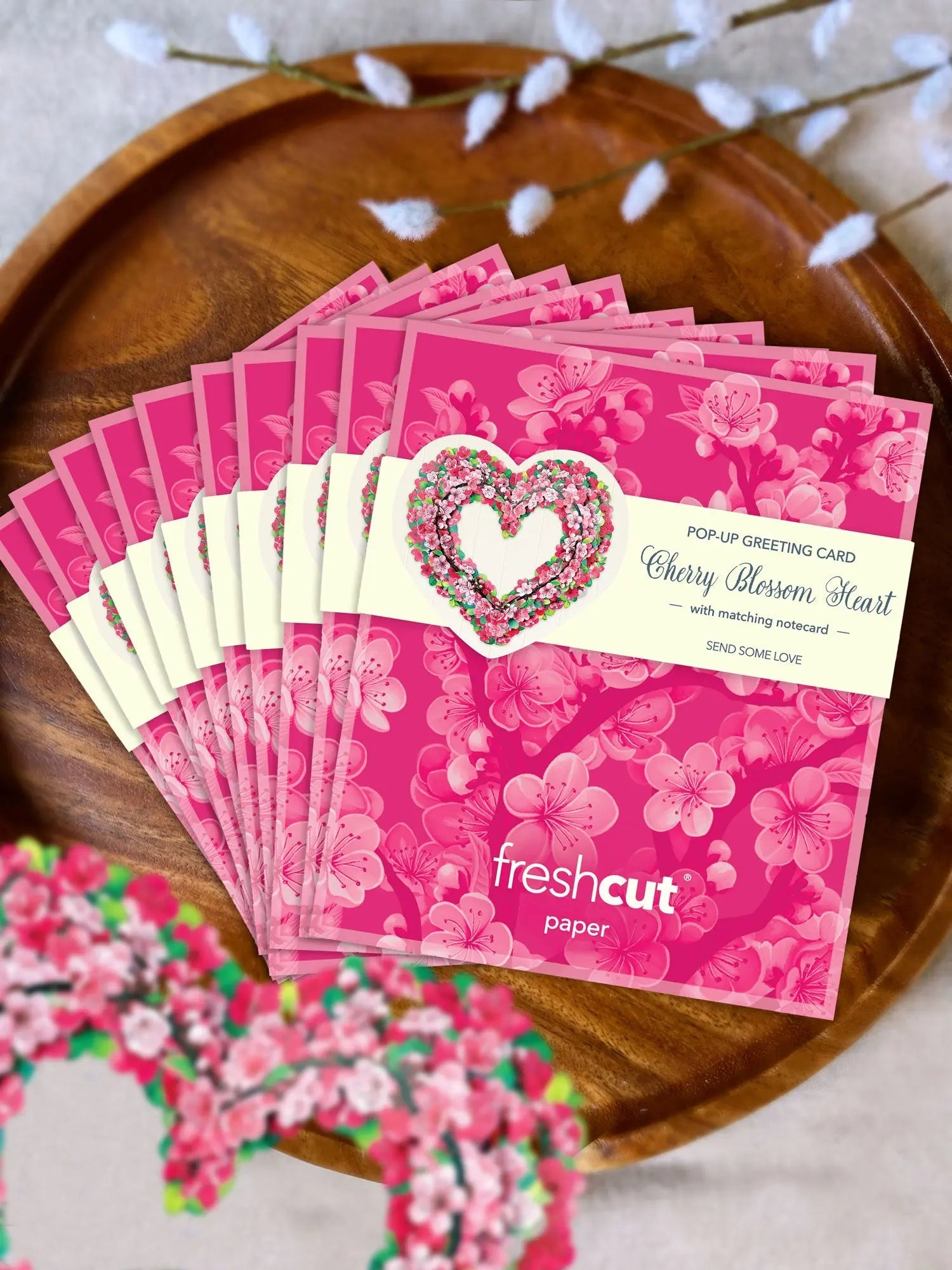 Mini Cherry Blossom Heart Pop-Up Card