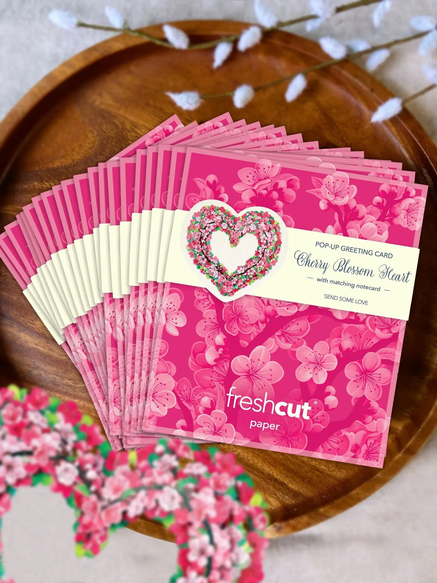 Mini Cherry Blossom Heart Pop-Up Card