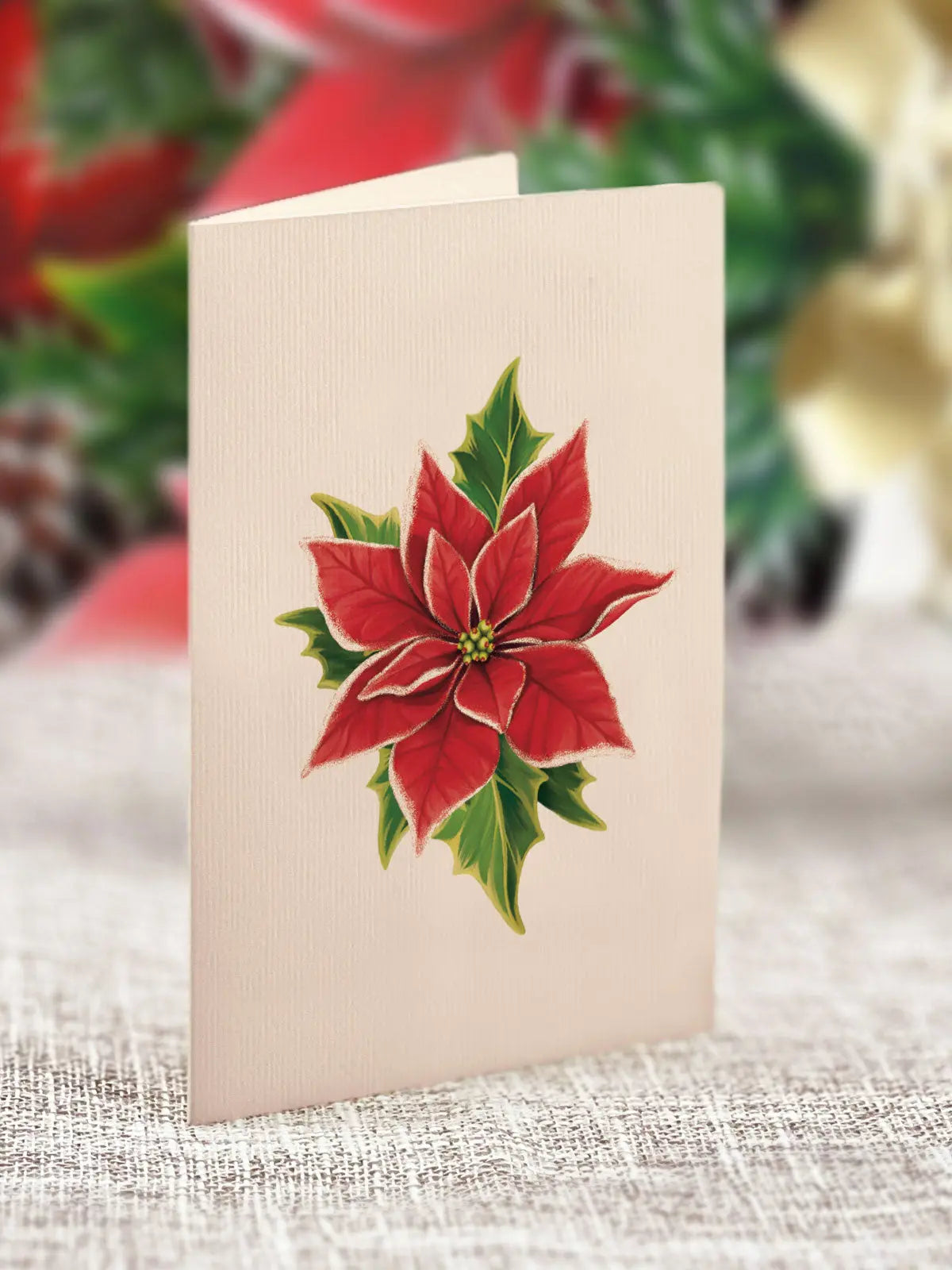 Mini Birch Poinsettia Pop-Up Card