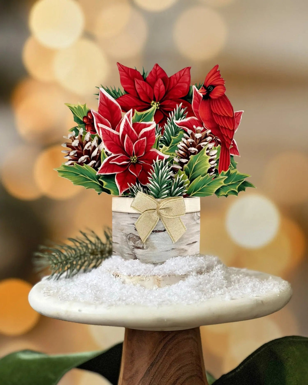 Mini Birch Poinsettia Pop-Up Card