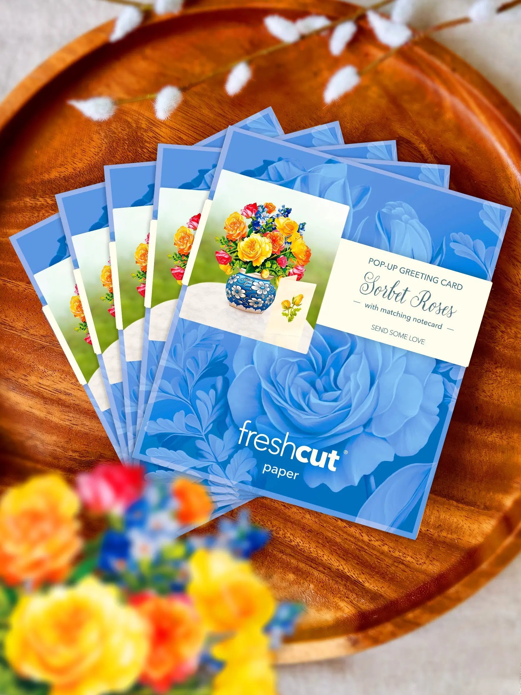 Mini Sorbet Roses Pop-Up Card